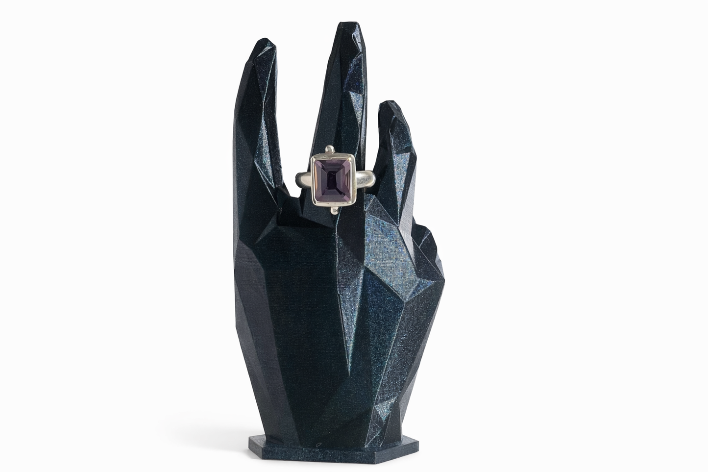 Sterling Silver Emerald-Cut Amethyst Ring