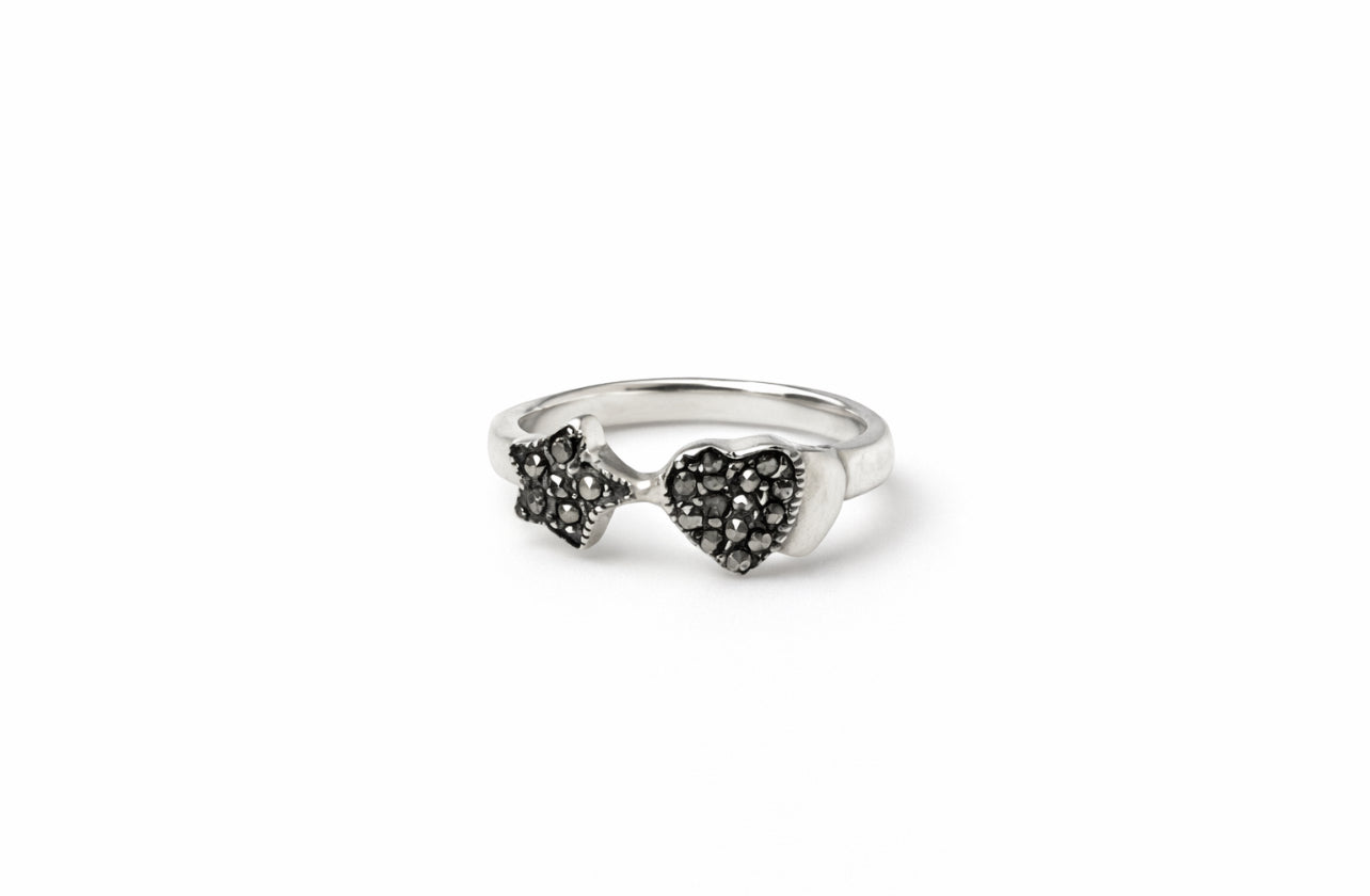 Star & Heart Marcasite Ring