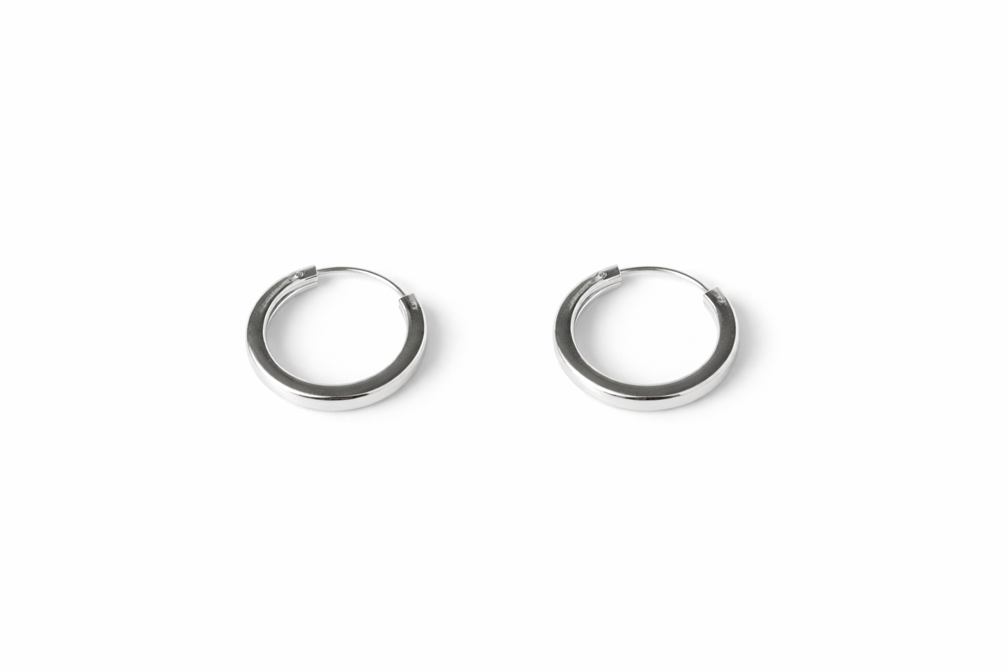 Classic 15mm Sterling Silver Hoop Earrings – 2mm Flat Edge Everyday Hoops