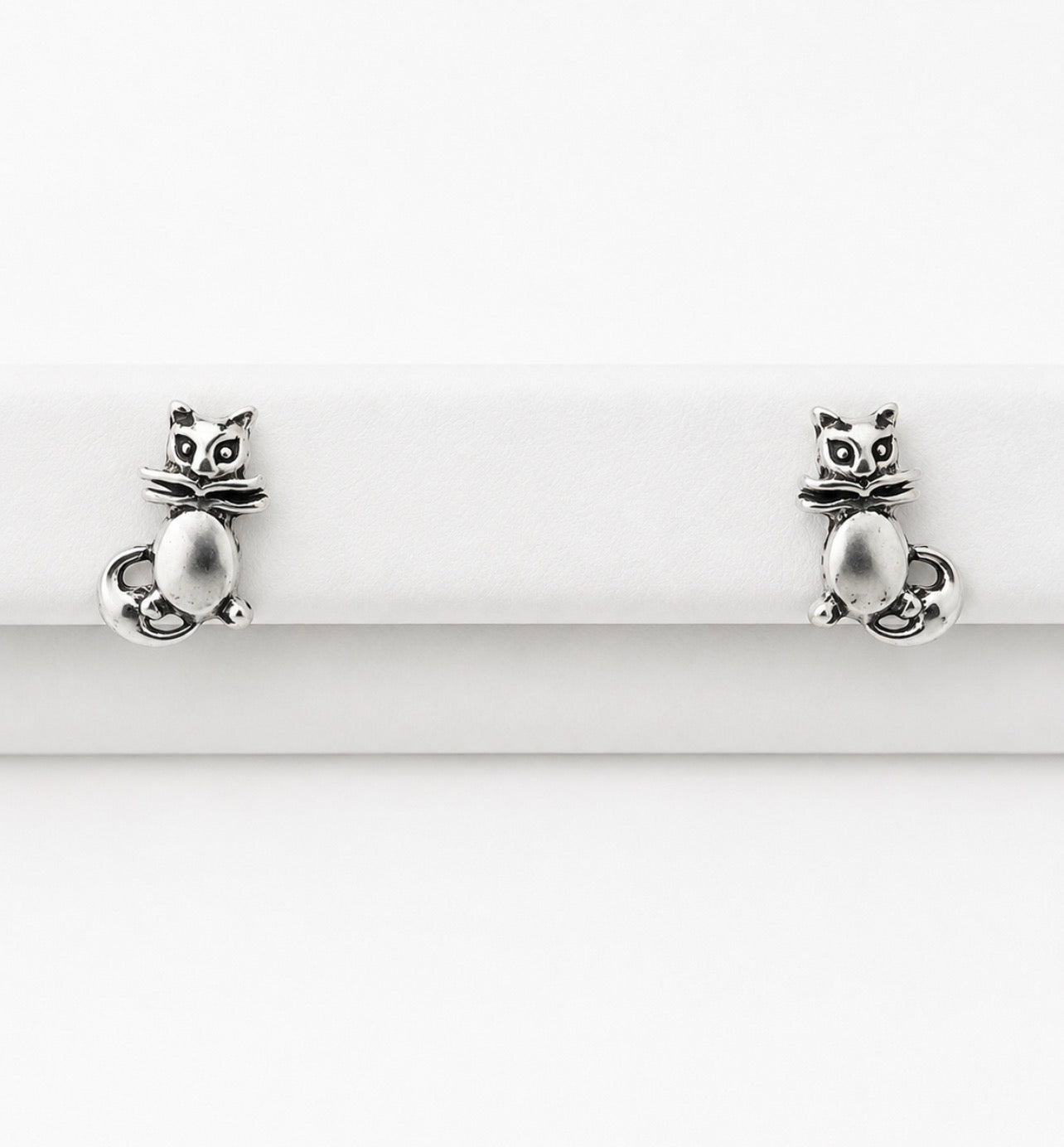 Whiskered Cat Stud Earrings