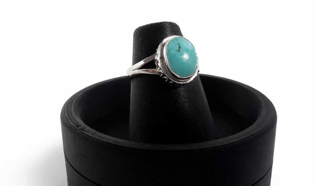Classic Oval Turquoise Sterling Silver Ring