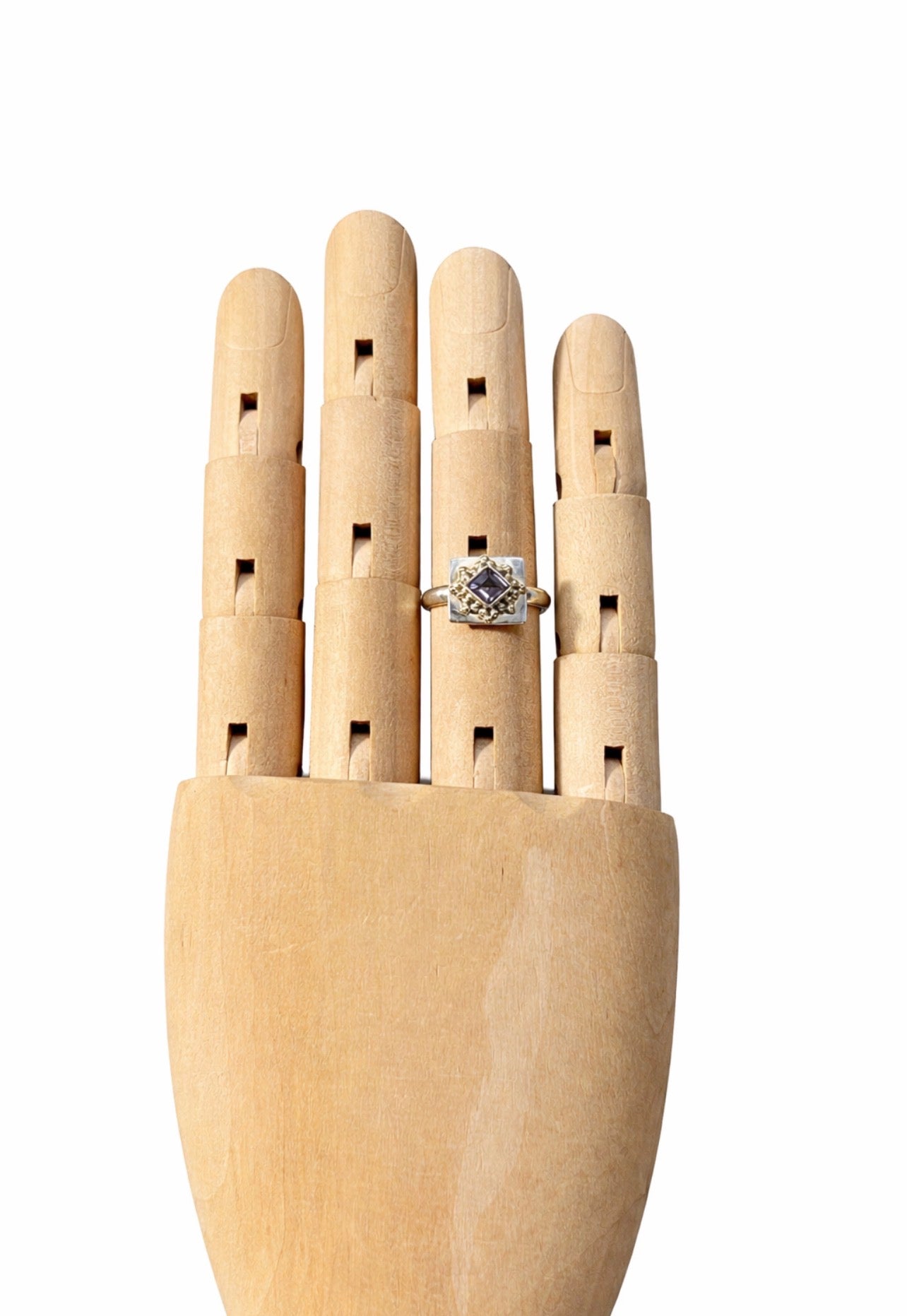 Amethyst Square Halo Ring