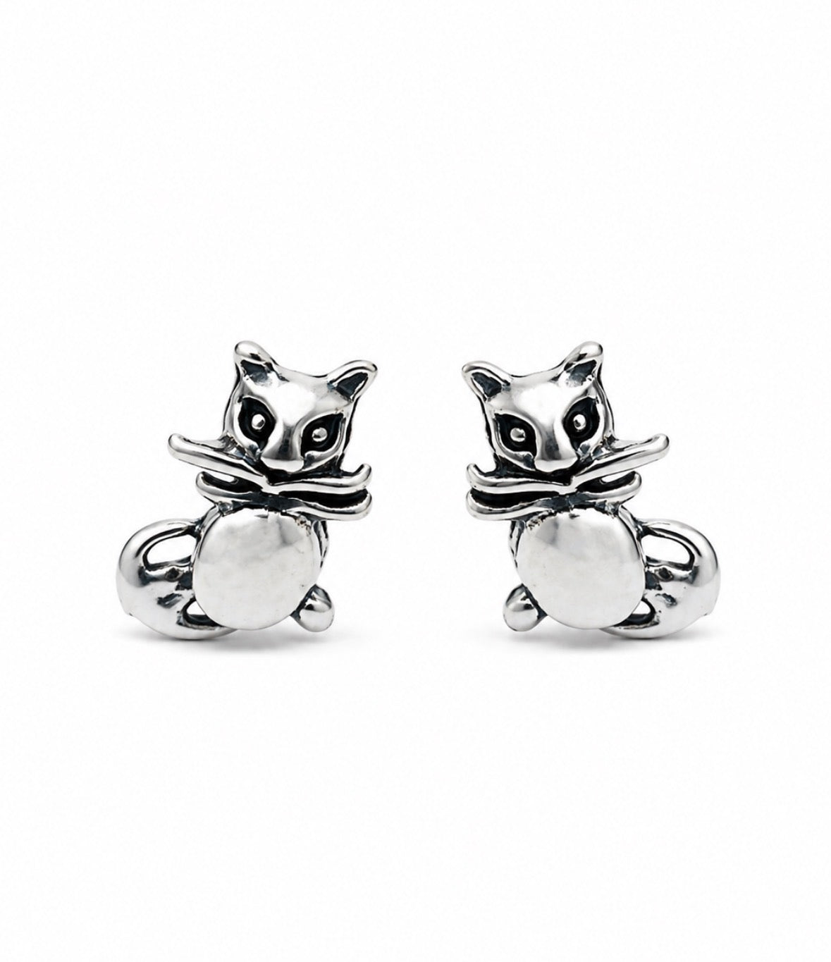 Whiskered Cat Stud Earrings