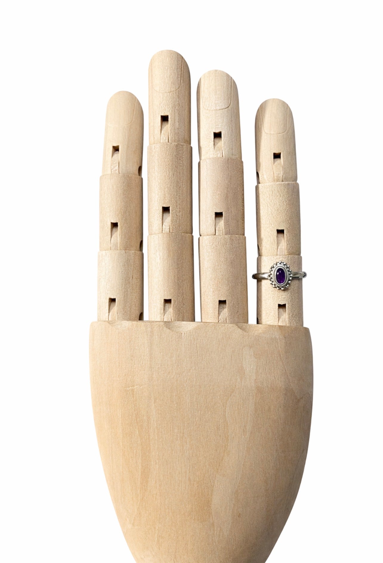 Petite Oval Amethyst Beaded Ring