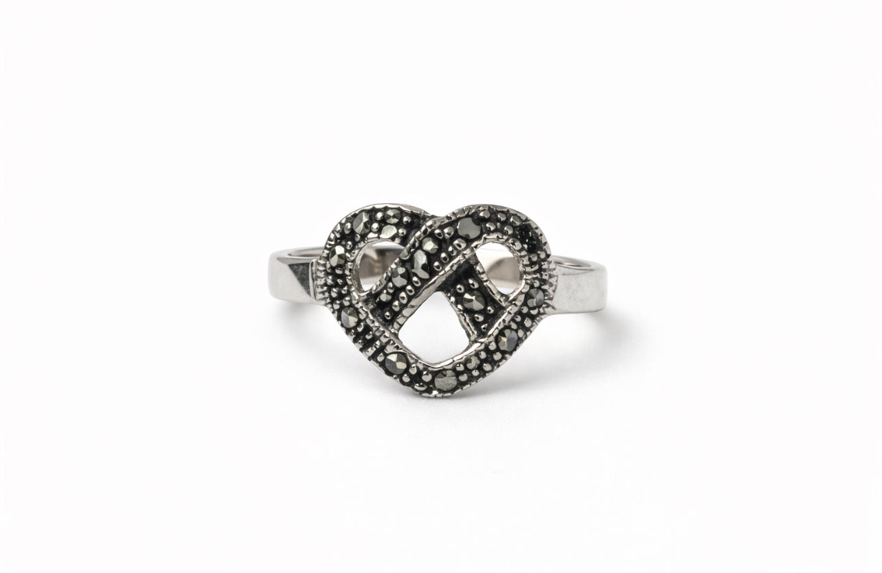 Infinity Heart Marcasite Ring