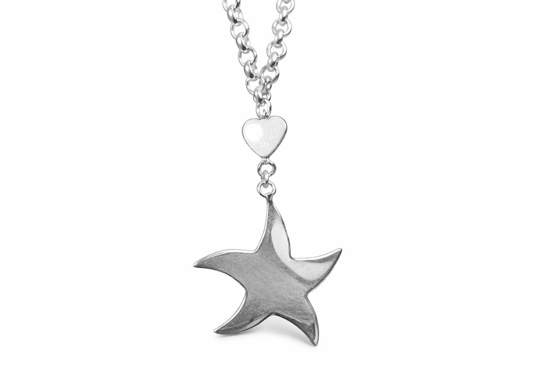 Silver Starfall Heart Handbag Charm