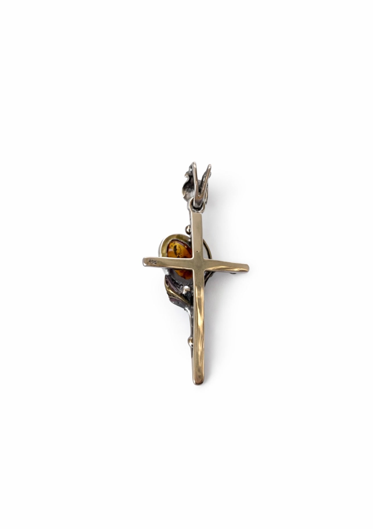 Floral Amber Cross Pendant